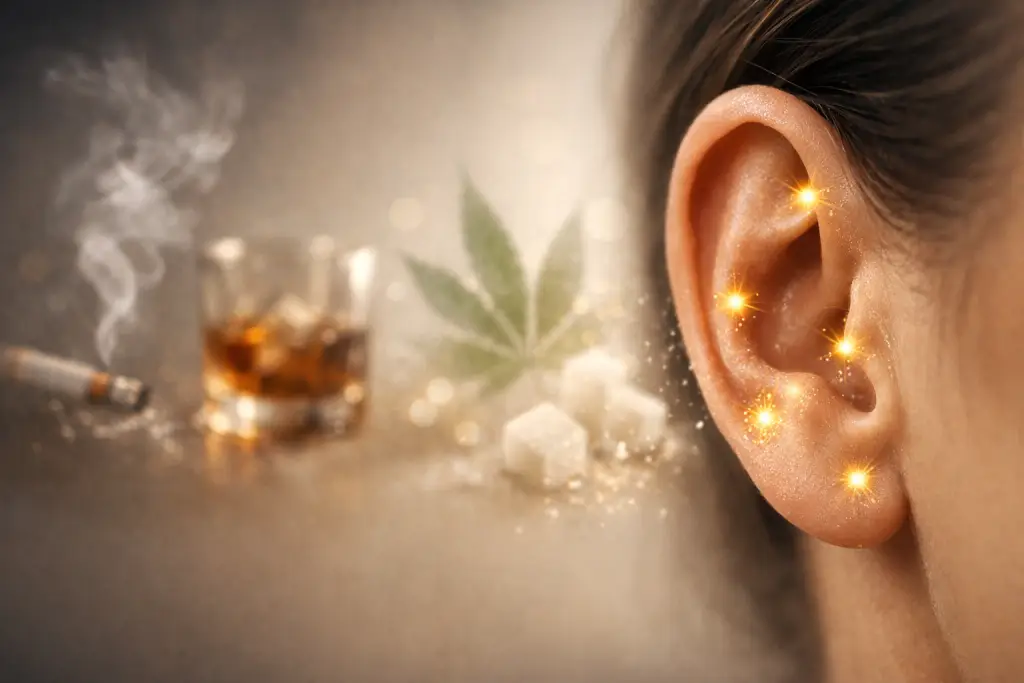 Points réflexes de l'oreille stimulés par le laser